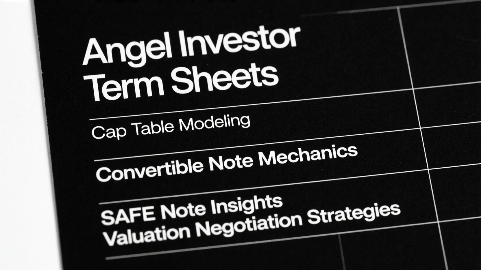 Mastering Angel Investor Term Sheets: Valuation, Convertible Notes, SAFE Notes & Cap Table Modeling