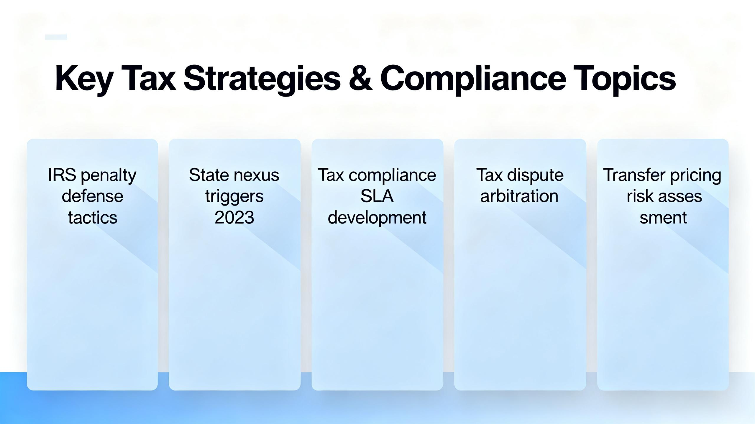 Comprehensive Guide: IRS Penalty Defense, 2023 State Nexus Triggers, Tax Compliance SLA, Dispute Arbitration & Transfer Pricing Risk Assessment